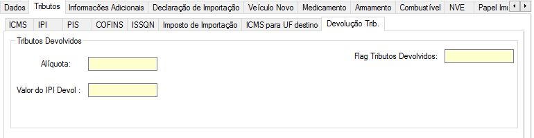 Aba produtos-Tributos-Trib-Devolvido