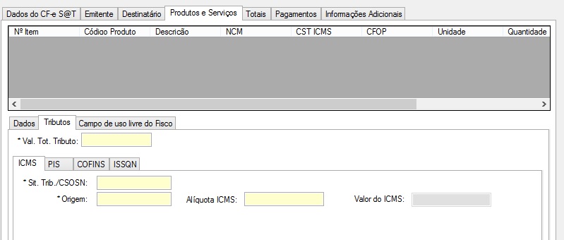 Aba produtos-Tributos-ICMS