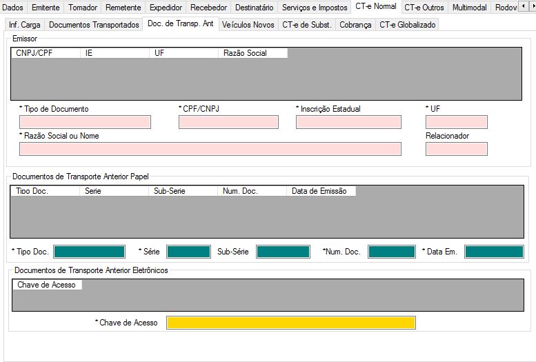 aba CT-e Normal-Doc de Transp Ant
