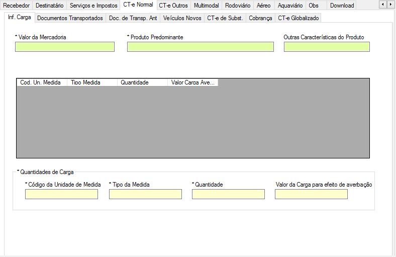 aba CT-e Normal-Inf Carga