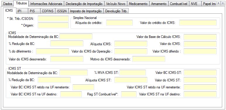 Aba produtos-Tributos-ICMS